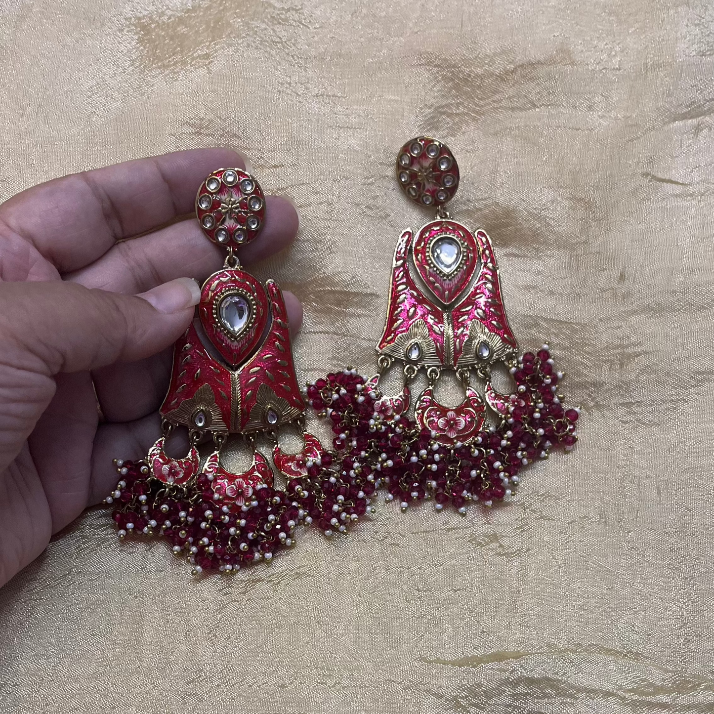 Red Joanna Kundan Dangler
