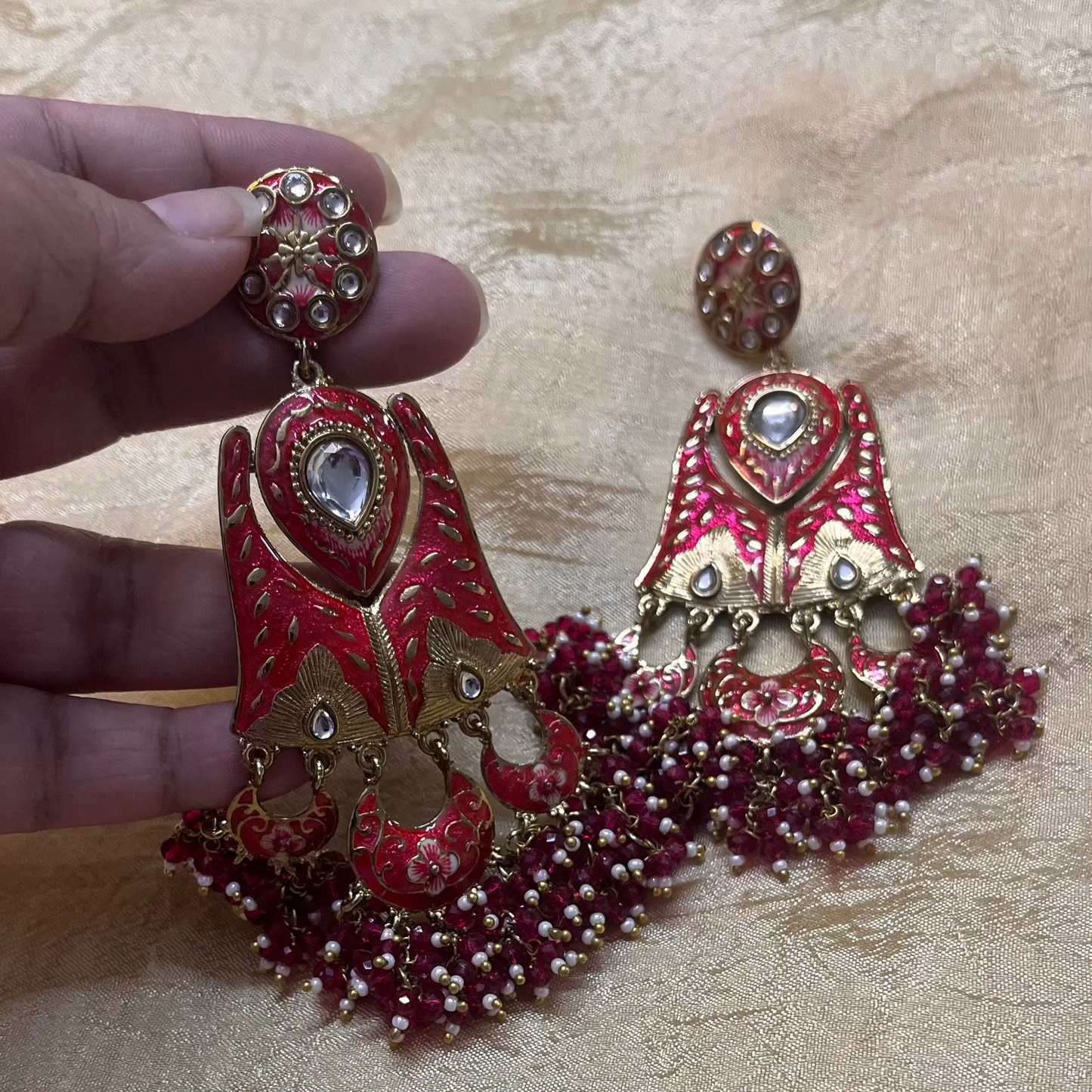 Red Joanna Kundan Dangler