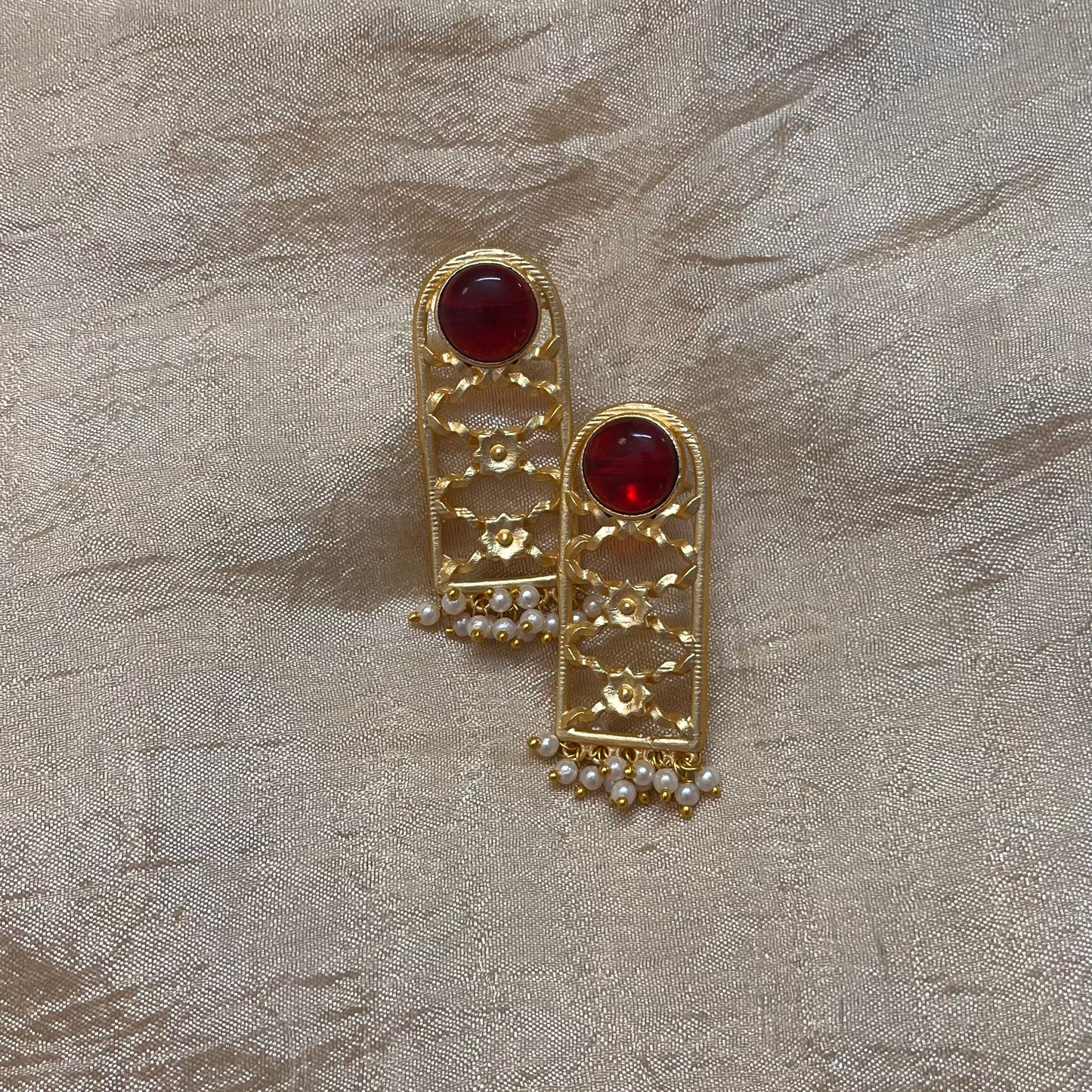 Bhavya Ruby Gold with pearl drops
