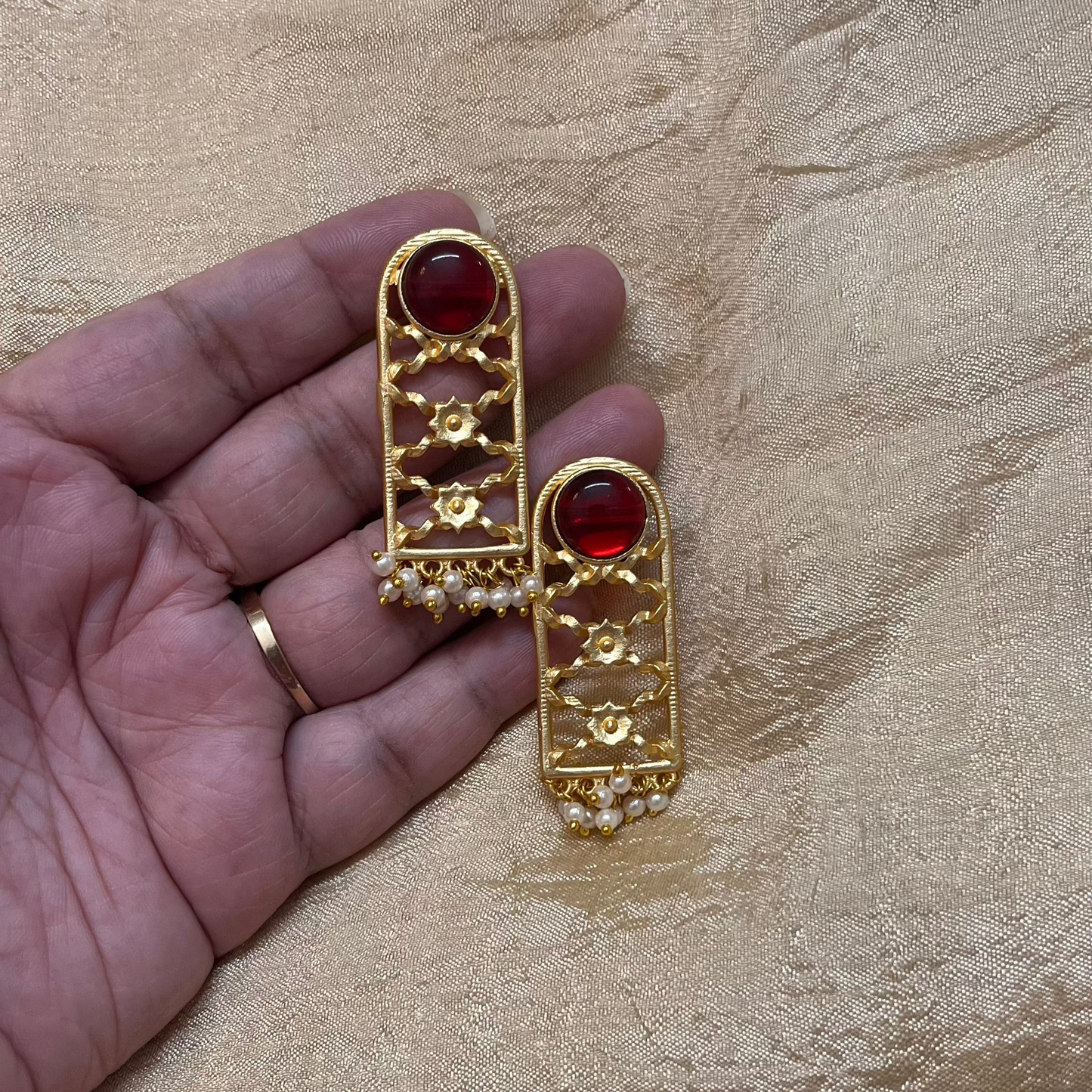 Bhavya Ruby Gold with pearl drops