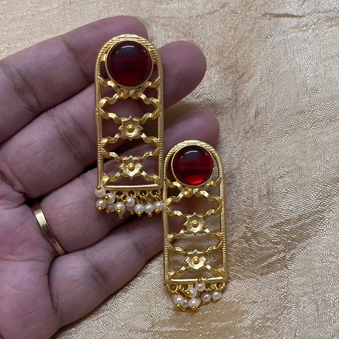 Bhavya Ruby Gold with pearl drops