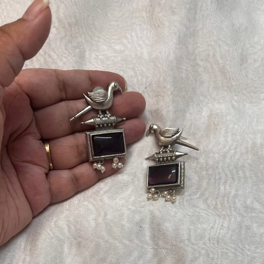 Purple Parrot Earrings